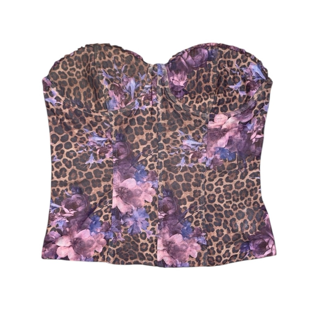 Tiger mist animal print and floral tube top